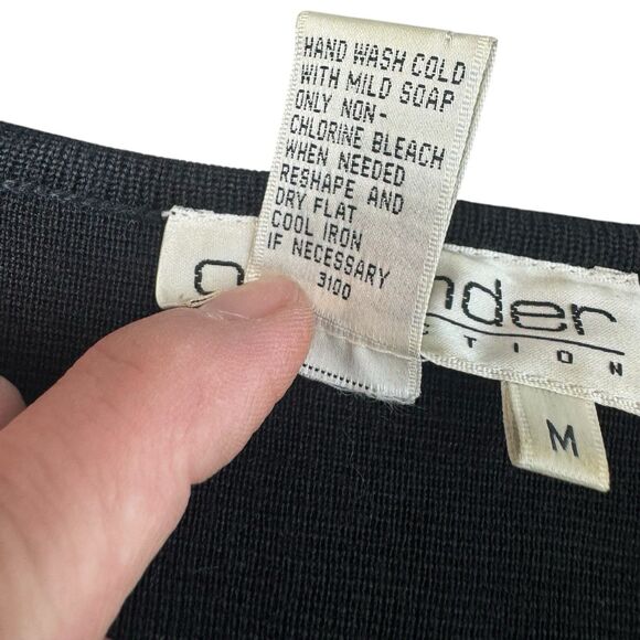 Vintage Studded Wool Sweater Jacket Size M Black Gold Corporate Goth Dallas Glam - Picture 6 of 6